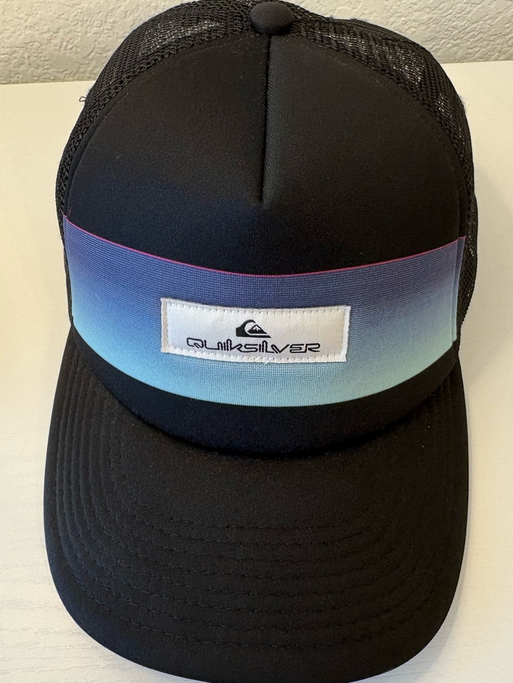 Quiksilver Black Mesh Trucker Cap with Logo Patch